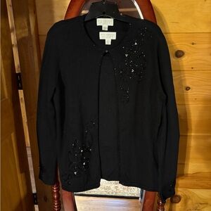 Petite Sophisticate Black Silk & Cashmere Cardigan Set
